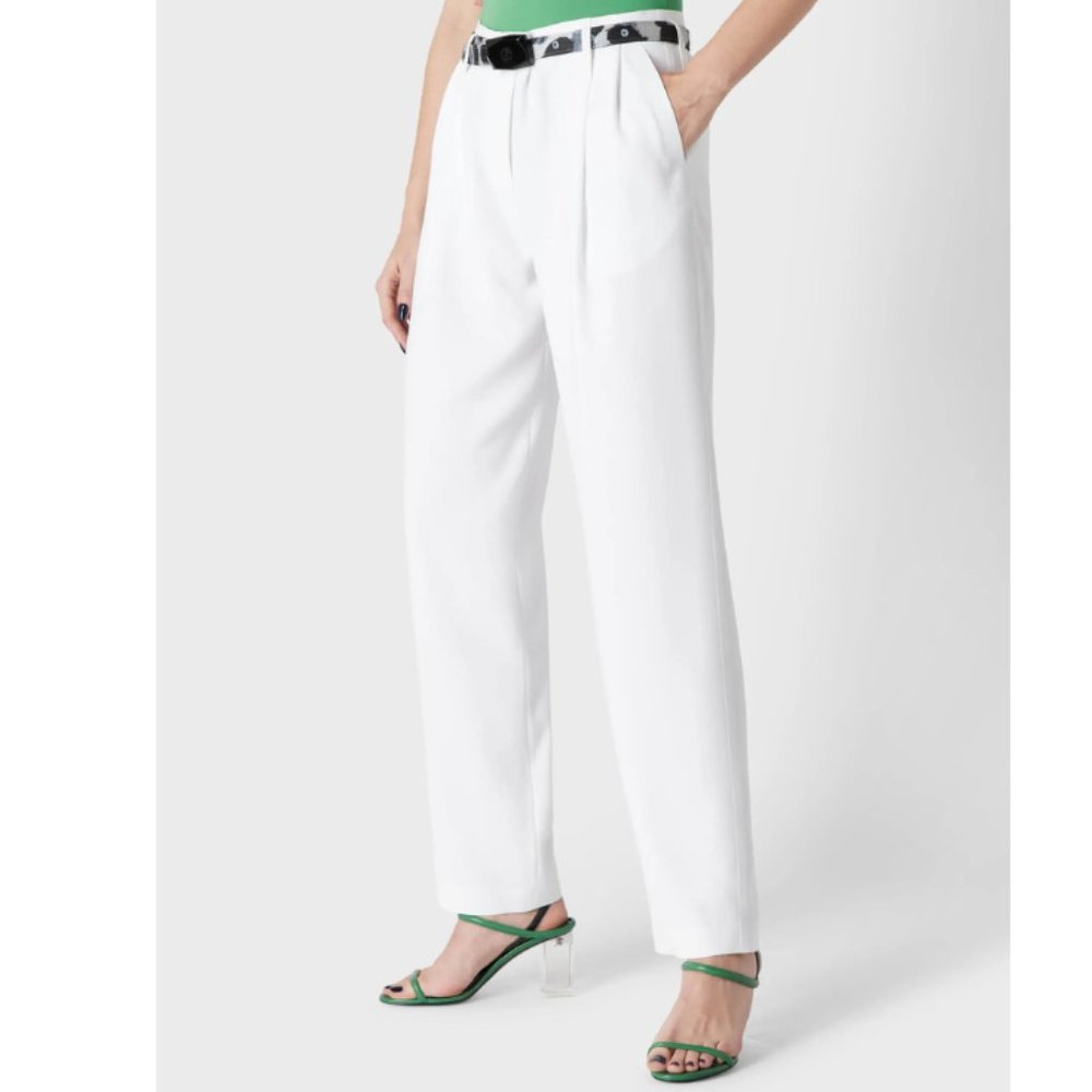 Giorgio Armani Italy Women's 100% Cotton Pants Size-US-14/EU48 White